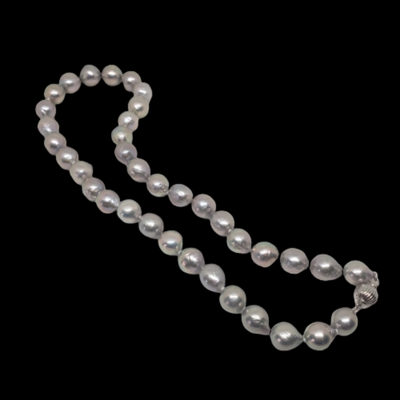 Silver CFW Pearl Rhodium Over Sterling Silver 20 Inch Strand Necklace - Picture 2 of 5